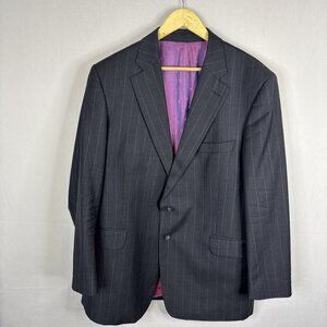 Gabucci Vitale Barberis Canonico Super 110’s Charcoal Pinstripe Blazer Men’s 46